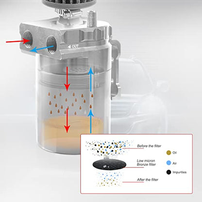 Thick Shell Baffled Oil Catch Can Coolant Fuel Catch Can Reservoir Kit with Breather - Silver - color: Silver