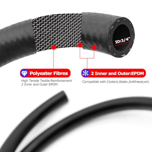 SMMS 5/8 inches 11FT Rubber Heater Hose 100PSI SAE 20R3