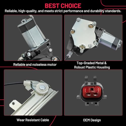 BDFHYK 741-556 Power Window Regulator with Motor Front Left for 2001-2004 Grand Cherokee Power 2001 2002 2003 2004 01 02 03 04 - size: Front Left, style: 2001-2004 Jeep Grand Cherokee