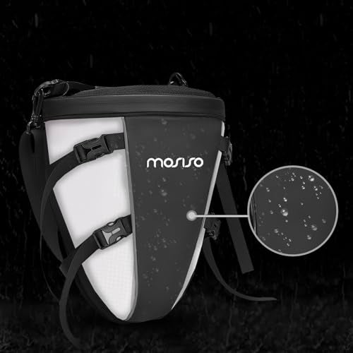 MOSISO Motorcycle Tail Bag Waterproof Polyester Storage Saddle Bag,White - color: White