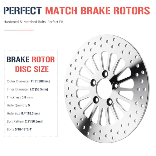 11.8" Rear Brake Rotor Disc with Bolts Mirror‑Polished Stainless Steel 1PCS - size: 1*11.8'' Rear Rotor+Bolt