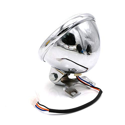 0014 5'' 12v LED Metal Motorcycle High/Low Beam Bulb Headight for Chopper Bobber Cruiser Chrome - color: chrome
