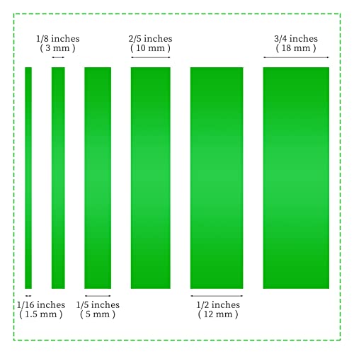 6 Rolls Fine Line Tape 1/16, 1/8, 1/5, 2/5, 1/2, 3/4 Inch x 55 Yard Fineline Masking Tape Painter Adhesive Automotive for DIY Car Auto Paint (Green, Mixed Sizes) - color: Green, size: Mixed Sizes