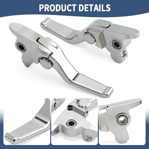 Motorcycle Levers Brake Clutch Handle Adjustable Lever Fit for Harley 2017-2020 Touring Road Glide Road King Electra Glide Street Glide 2019-2020 Trike Tri Glide Freewheeler (Short, Chrome) - color: Chrome