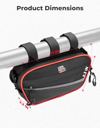 KEMIMOTO UTV Roll Cage Storage Bag Universal 1680D Grab Handle Storage Bag Dimensions 11" x 5" Side by Side Accessories Compatible with UTV, ATV, Bike, Off-road Vehicle, Black and Red - color: Black+Red