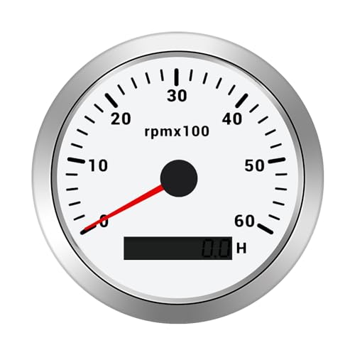 Geloo 85MM Boat RPM Tachometer Gauge 0-6000 RPM Tacometro Meter Replacement - color: White, size: 6000 RPM