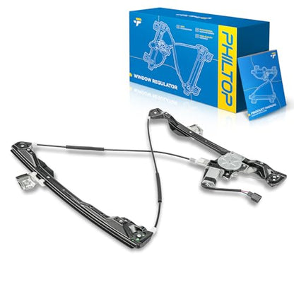 PHILTOP 741-174 Front Left Driver Side Power Window Regulator with Motor Compatible with 2000-2007 Ford Focus Replace OE# 741174, 6S4Z6123201BB, 6S4Z6123201BA, YS4Z6123209BA, YS4Z6123201BC (2 Pins) - size: Front Left, style: 741-174