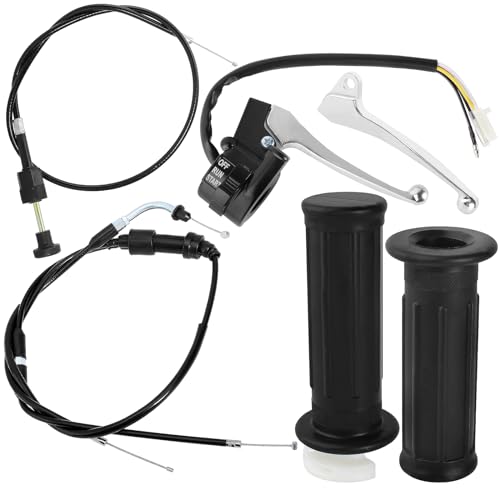 Throttle Housing Start Switch Choke Cable Handlebar Accelerator Twist Grip Handle Bar Set for Yamaha PW50 PY50 Peewee Y-Zinger Motorcycle Motorbike Dirt Bike Control Left Right Brake Lever