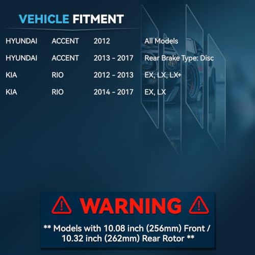 Detroit Axle - Brake Kit for 2012-2017 Hyundai Accent Kia Rio - size: 8PR2500879/kit