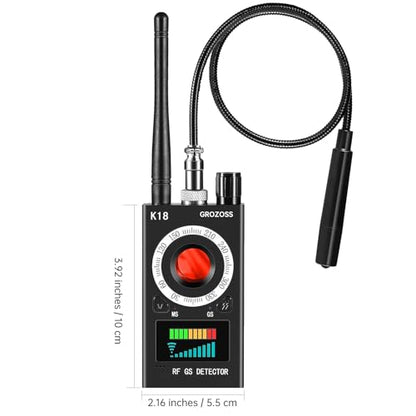K18 Hidden Camera Detector, 3-in-1 GPS Tracker Detector & Bug Detector, Ultra-Long Battery Life Signal Scanner with Magnetic Field Finder for Hotels, Bathroom, Home, Office, Travel