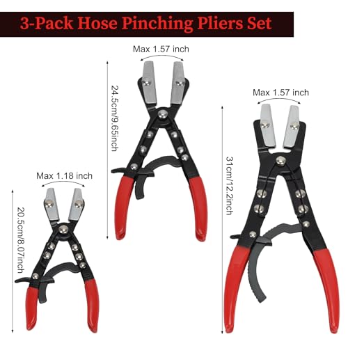 3pcs Ratcheting Hose Pinch Off Pliers Set, 8inch 10inch 12inch