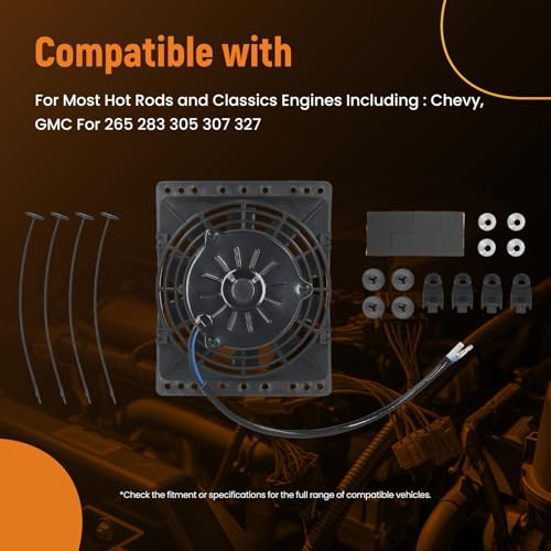 maXpeedingrods 6'' Inch Slim Push Pull Electric Radiator Cooling Fan 650CFM Mount Kit Universal 12V 80W - size: 6 inch