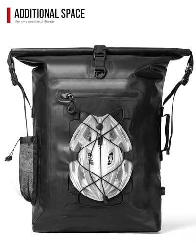 Grapelet Motorcycle Sissy Bar Bag, Waterproof Roll-Top Dry Backpack 35L