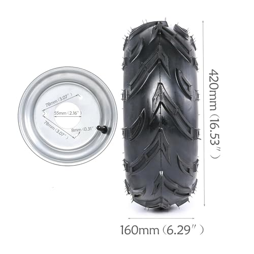 Pair 3 Lug 16x8x7 16x8-7 16x8.00-7 Tire On Rim Wheel 7" inch Wheels Tubeless for Go Kart ATV UTV Quad Mini Dirt bike Buggy Golf Cart 70cc 110cc 125cc 150cc