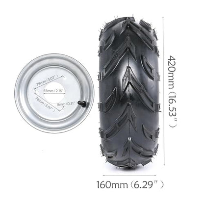Pair 3 Lug 16x8x7 16x8-7 16x8.00-7 Tire On Rim Wheel 7" inch Wheels Tubeless for Go Kart ATV UTV Quad Mini Dirt bike Buggy Golf Cart 70cc 110cc 125cc 150cc