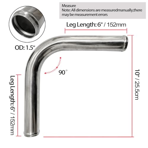 OD 1.5" (38mm) 90 Degree Aluminum Elbow Intercooler Pipe - size: 1.5" (38mm)