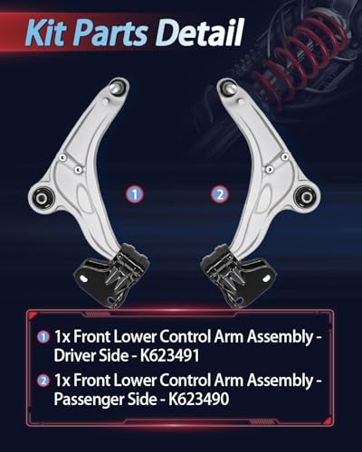 2PCS Front Lower Suspension Control Arms with Ball Joint Assembly, Fit for Ford Edge 2015-2022, Fit for Lincoln MKX 2016-2018, Replaces OE# K623491 K623490 - size: 2Pcs Control Arm Suspension Kit