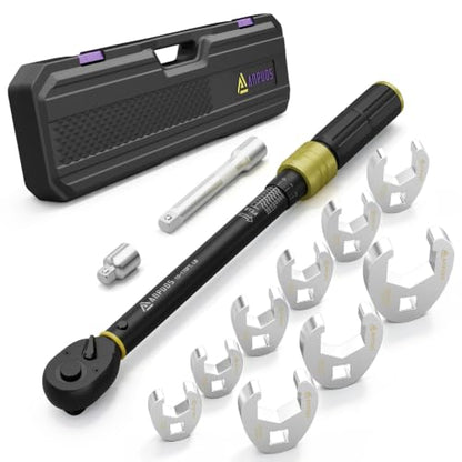 ANPUDS Jumbo Crowfoot Wrench Set & 1/2" Torque Wrench (10-170 Ft-Lb) - size: 12pcs Crowfoot Wrench Set