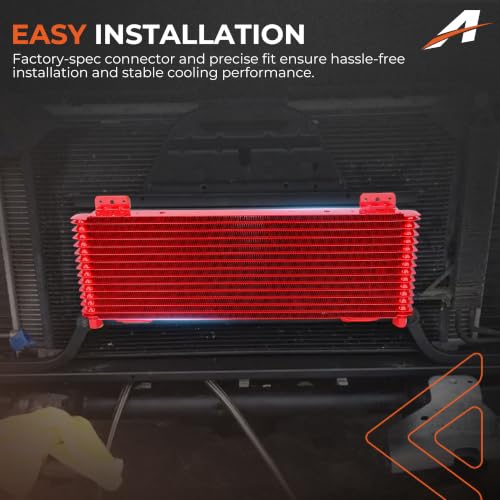 40k Transmission Cooler Kit LPD47391, Heavy Duty 40,000 GVW Low Pressure Drop Oil Cooler, Brazed Aluminum Trans Cooler Compatible with Tru-Cool 40k for Trucks, RVs & Towing Vehicles (Red) - color: Red