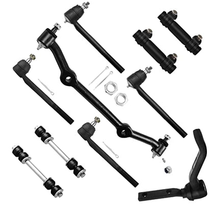 10pc Set 2WD Front Suspension Kit Idler Arm Inner Outer Tie Rod End Adjusting Sleeve Sway Bar End Link Center Link Tie Rod Replacement For Chevy Blazer S10 for GMC Jimmy Sonoma for Hombre