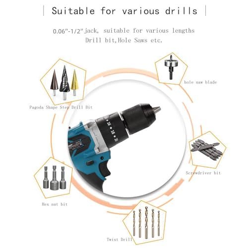 1300 In-lbBrushless Impact Drill for Makita 18V Battery, 1/2'' Metal Chuck Hammer Drill - color: Impact Drill With Handle