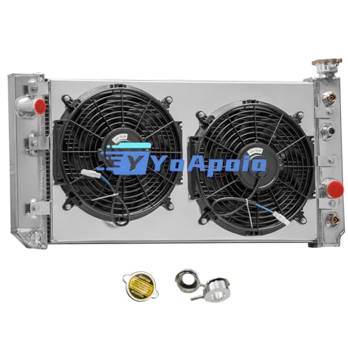 3 Row Aluminum Radiator Shroud Fan for 1988-1994 Chevy S10 Blazer GMC S15 4.3L V6 AT, Full Performance Aluminium Radiators, Automotive Replacement Radiator