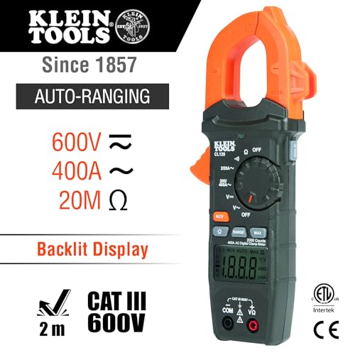 Klein Tools CL120 Digital Clamp Meter, Auto-Ranging 400 Amp AC - size: Clamp Meter
