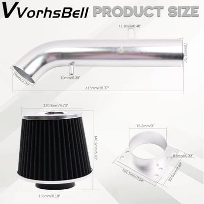 Cold Air Intake for 1995-1999 Toyota Tacoma 4Runner 2.7L L4 - size: 1995-1999 Toyota Tacoma 4Runner 2.7L L4