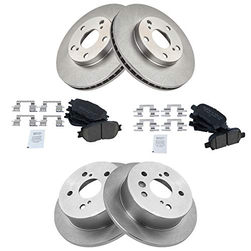 TRQ Front and Rear Brake Pad and Rotor Set Ceramic Vented Solid Rotors - style: BKA11820