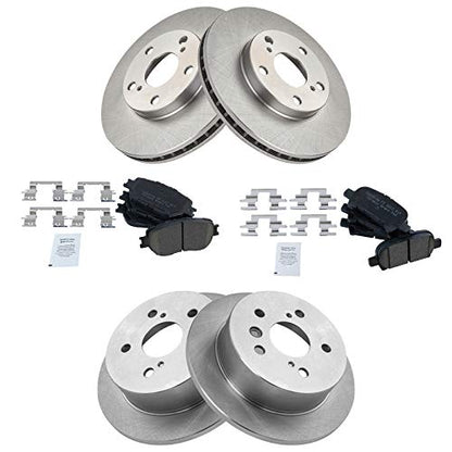 TRQ Front and Rear Brake Pad and Rotor Set Ceramic Vented Solid Rotors - style: BKA11820