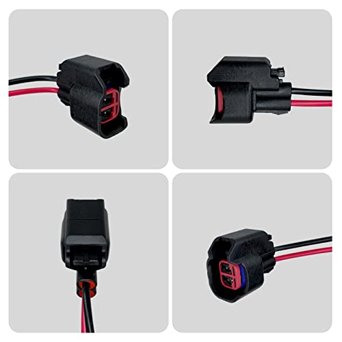 2 PCS EV6 EV14 Injector Connector with Wire, Standard Motor Products Fuel Injector Connector, Compatible with most vehicles (Black)