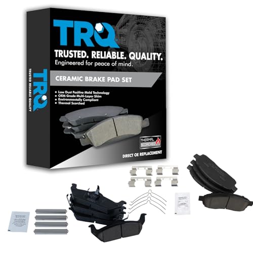 TRQ Front and Rear Brake Pads Ceramic - color: Ceramic, size: BFA12921