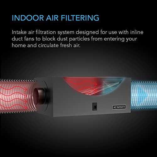 AC Infinity Inline Filter Box 4" with High Efficacy Filter - size: 4" Duct Opening