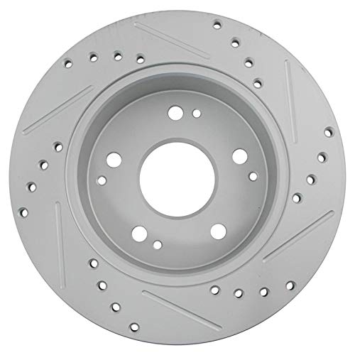 TRQ Performance Front and Rear Brake Rotor Set G Coated Drilled and Slotted - style: BRA15044