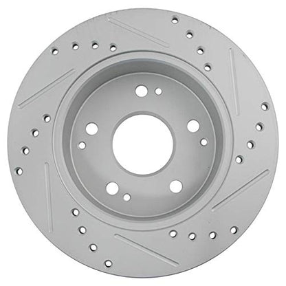 TRQ Performance Front and Rear Brake Rotor Set G Coated Drilled and Slotted - style: BRA15044