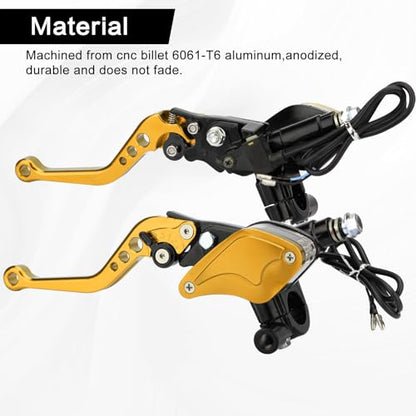 7/8" 22mm Motorcycle Brake Clutch Pump Lever, Gold - color: Gold
