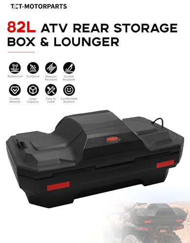 TCT-MOTORPARTS 82L Black ATV Rear Cargo Storage Box & Lounger Seat Trunk - color: 82L