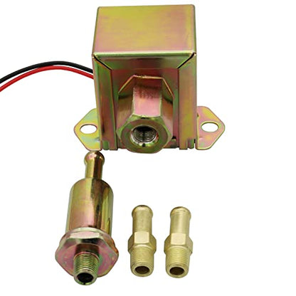 12v 4.5-7PSI Universal Heavy Duty Gas Diesel In-Line In-Tank Electric Fuel Pump EP014 With Installation Kit For Metal Solid Petro Gasoline or Diesel Engine Motorcycle Carburetor Lawn Mower Trucks