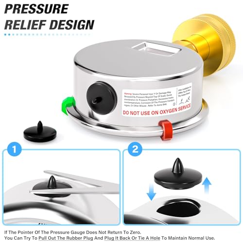 MEANLIN MEASURE 0~100Psi Liquid Filled Pressure Gauge kit Plus 5 adapters Stainless Steel Frame 3/4" Female, 2.5" FACE DIAL Multi-Purpose Pressure Gauge kit, Suitable for Gardens, Water Pipes, etc - size: 0-100Psi (With Fittings)