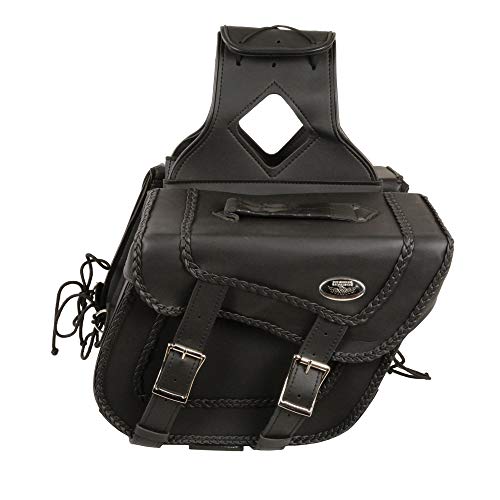 Milwaukee Leather Black Universal Fit PVC Braided Zip-Off Throw-Over Motorcycle Saddlebags - Large/Medium - MD - color: SH663ZB-BLACK, size: Medium