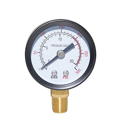 Joywayus Pressure Gauge 0 to 300 PSI Brass 1/8" Male NPT Thread Lower Mount, Multiple Function - size: 0-300PSI--1/8", style: No Glycerin Filled