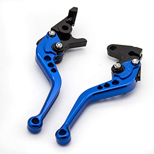 FXCNC Motorcycle Adjustable Brake Clutch Levers Compatible with Himalayan 2018-2021, Classic 350CC 500CC, Himalayan 400 - color: Blue Lever with Black Adjuster