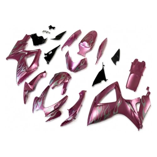 YTL -Pink Silver Flames Full Fairing Fit for Suzuki 2006-2007 GSXR 600/750 - color: 007-Pink Silver Flames
