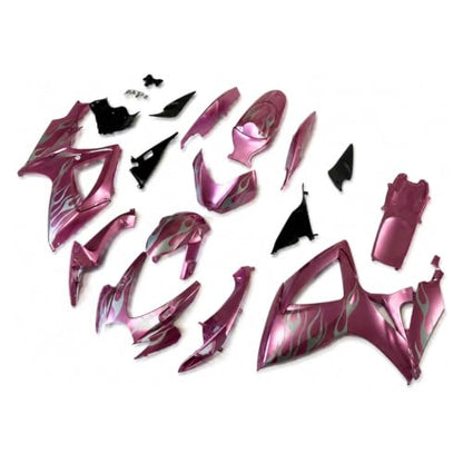 YTL -Pink Silver Flames Full Fairing Fit for Suzuki 2006-2007 GSXR 600/750 - color: 007-Pink Silver Flames