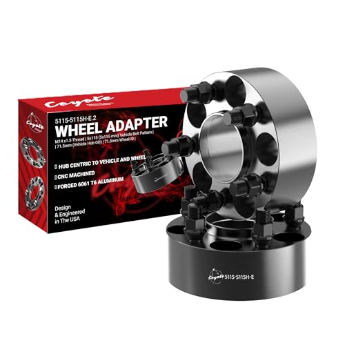 Wheel Accessories Parts 2 Pcs Hub Centric Wheel Spacers Adapters 5 on 115mm 5x115mm 2.00 Inch Thick 71.5mm Hub M14x1.5 14x1.5 Thread Stud Fits Chrysler 300 ｜ Dodge Challenger Charger Magnum - size: 2.00" Thick, style: 2 Pack