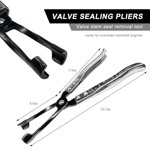 Car Valve Seal Pliers, 27cm/10.5in Valve Stem Seals Removal Tool with Ergonomic Grip, Narrow Access Oil Seal Pliers for Motorcycle ATV Small Engine Vehicle, Car Accessories