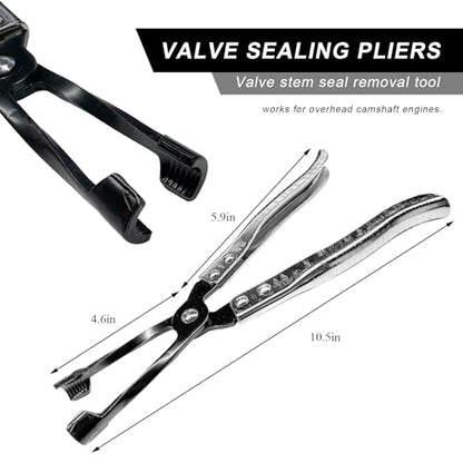 Car Valve Seal Pliers, 27cm/10.5in Valve Stem Seals Removal Tool with Ergonomic Grip, Narrow Access Oil Seal Pliers for Motorcycle ATV Small Engine Vehicle, Car Accessories