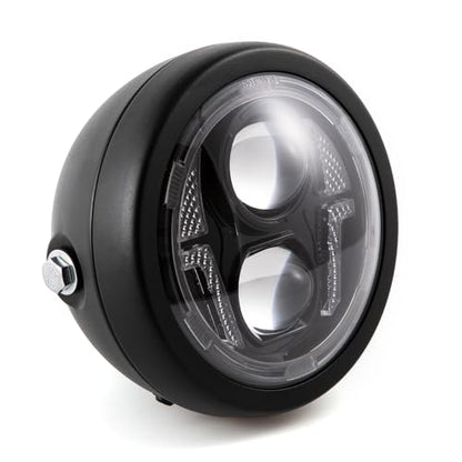 Motorcycle Headlight Assembly Round LED 6.5 inch Front Headlamp High/Low Beam Head light for Bobber Cafe Racer Motorbike (Style A) - style: Style A
