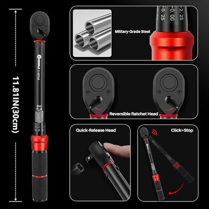 3/8-Inch Drive Click Torque Wrench-5-45Ft-Lb for Car Motorcycle DIY - size: 3/8"DR.5~45 FT-LB