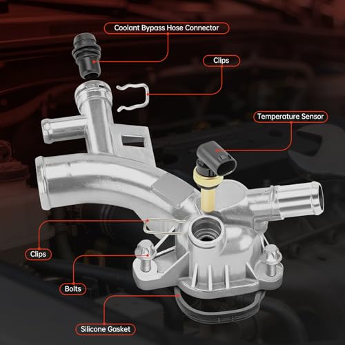 Engine Coolant Water Outlet Housing Aluminum with Sensor - Replaces 25193922, 55565334 - Compatible with 2011-2016 Chevrolet Cruze, 2012-2020 Sonic, 2013-2020 Trax, 2013-2019 Buick Encore